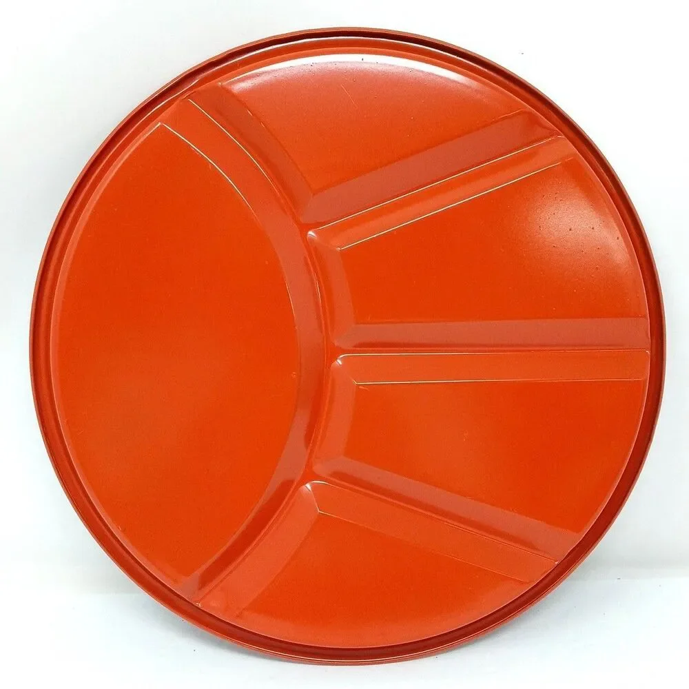 NEW Vintage 70s Nevco MCM Fondue Plates Divided Enamel 9.25